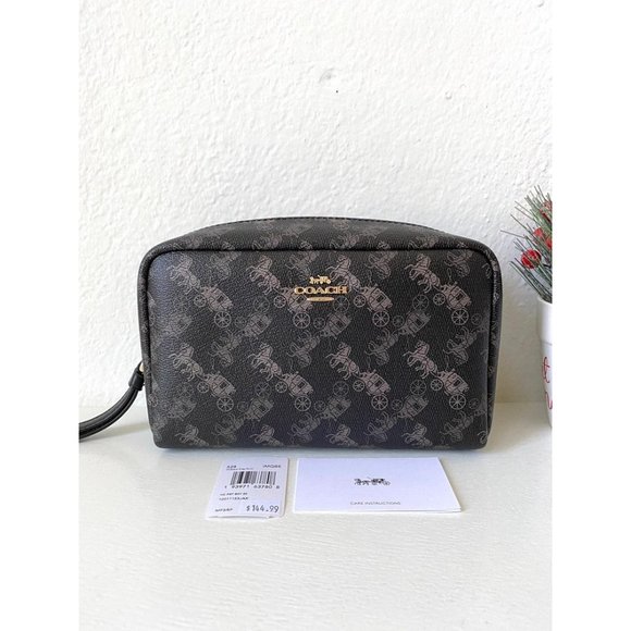 Coach Boxy Cosmetic Case Black Logo - Picture 1 of 7